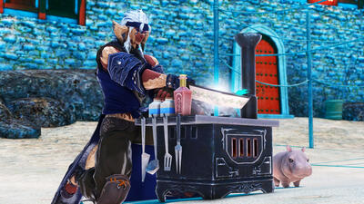 2024: Unkann Alzadaal tending to their vendor space, by Illumi Cloudgleam